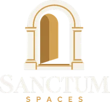 Sanctum Spaces logo — gold archway doorway